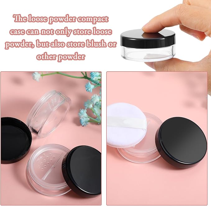 2pcs 10ml/0.34oz Plastic Empty Travel Small Loose Powder Compact Refillable - Image 6