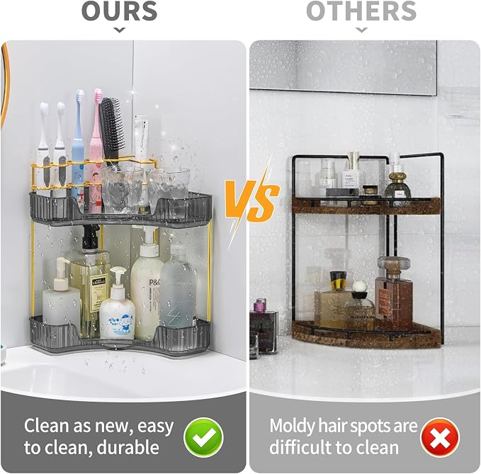 Upgraded 2-Tier Corner Bathroom Countertop Organizer – Spacious Storage - Image 4