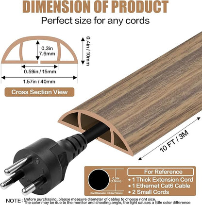 Floor Cord Cover Self Adhesive Cord Hider, 10FT Cable Management, Extension - Image 2