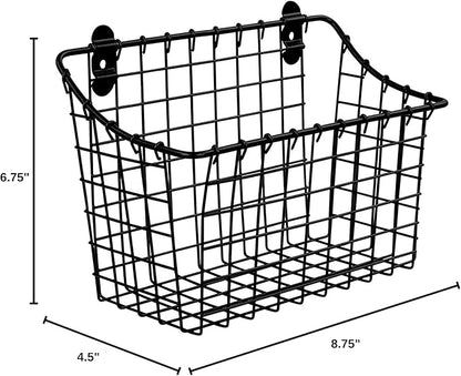Spectrum Large Wall Mounted Wire Basket Matte Black Kitchen Wall Mount - Image 3