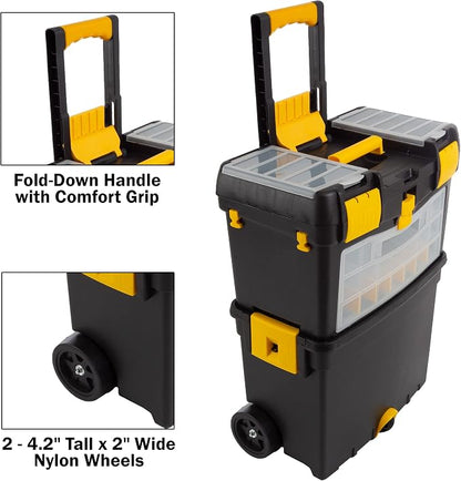 Rolling Tool Box with Wheels, Foldable Comfort Handle, and Removable Top – - Image 5