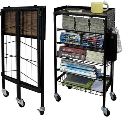 Lumizone Foldable Book Cart 6-Tier Large Capacity Bookshelf Single Sided by Lumizone