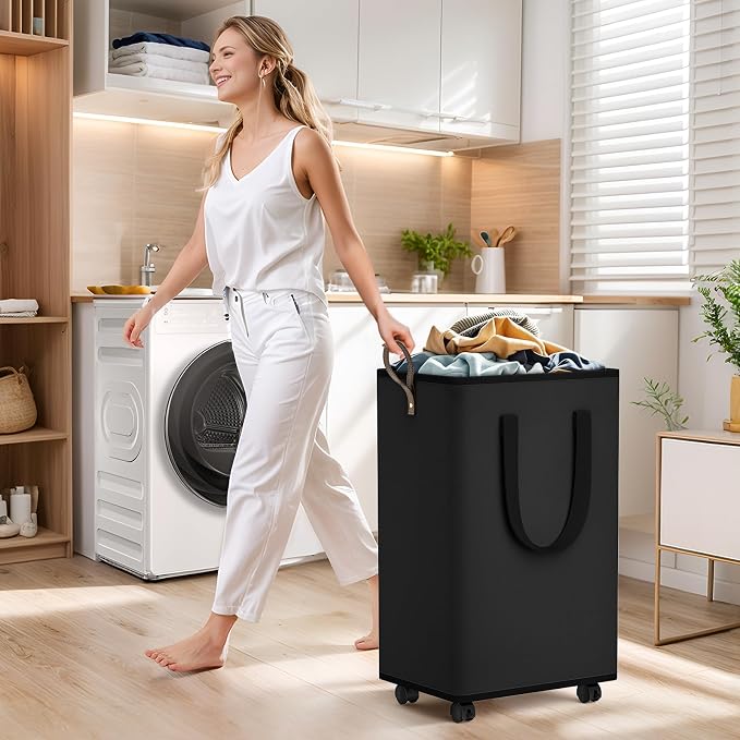 SpaceTrove Laundry Basket with Wheels, Collapsible Laundry Baskets, Laundry - Image 6