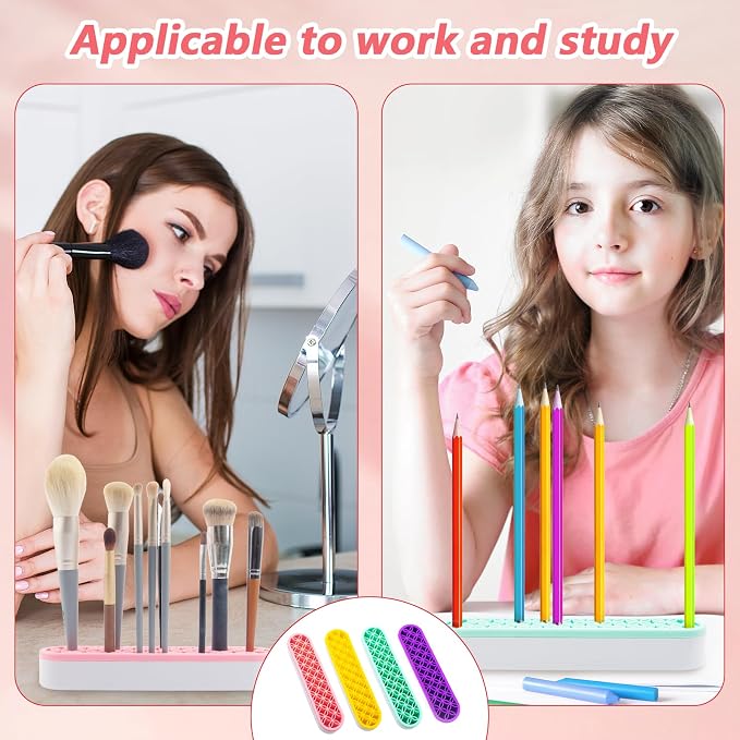 4 Pcs Silicone Makeup Brush Holder Stand Multipurpose Cosmetic Travel Storage - Image 6