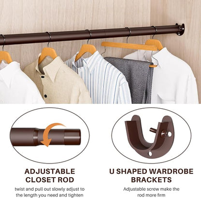 Closet Rod - Closet Rods for Hanging Clothes, 17 to 82 inch Adjustable Closet - Image 4
