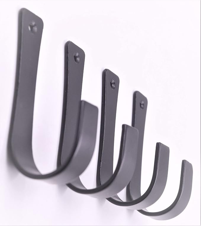 The Metal Magician Set of 4 Coat Hooks Wall Mounted Wrought Iron Hanger - Image 2