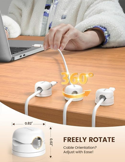 Lamicall 12Pack Rotatable Cord Organizer, Office Desk Nightstand Accessories - Image 2