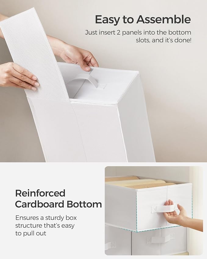SONGMICS Set of 2 Large Size Wardrobe Clothes Organizers, 6-Compartment - Image 4