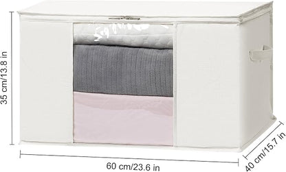 TYEERS Large Storage Bags with Zipper and Clear Window, Cotton Blended Fabric - Image 2