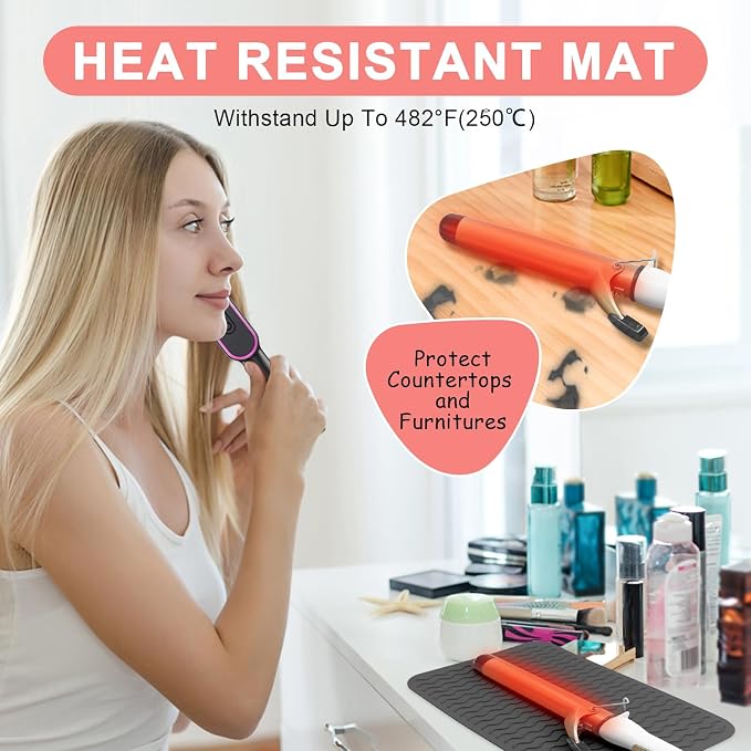 Plus Size Silicone Heat Resistant Mat, Portable Travel Hot Tools Pad Cover - Image 2