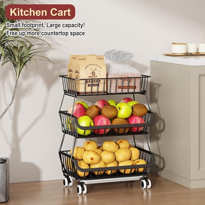 Miyawell 3-Tier Rolling Pantry Cart - Image 9