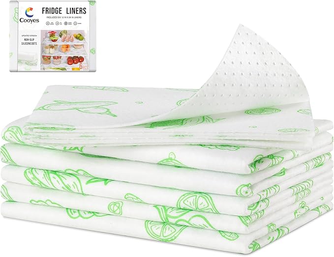 Cooyes Refrigerator Liners 17.7" x 24", Absorbent Strong Grip Fridge Mats by Cooyes