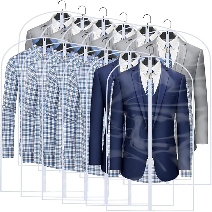 Clear Garment Bags for Hanging Clothes Travel Suit Bags for Closet Storage by HomeClean