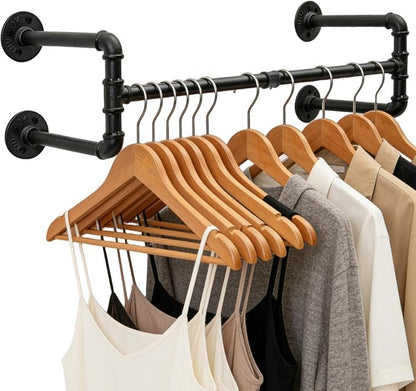 Industrial Pipe Clothing Rack, 32.6 Inch Wall Mounted Garment Rack, by BOSHANGJIA