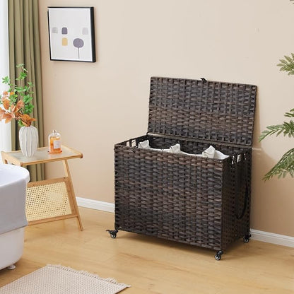 Laundry Hamper with Wheels, 52.8 Gallon Rolling Laundry Basket with Lid - Image 3