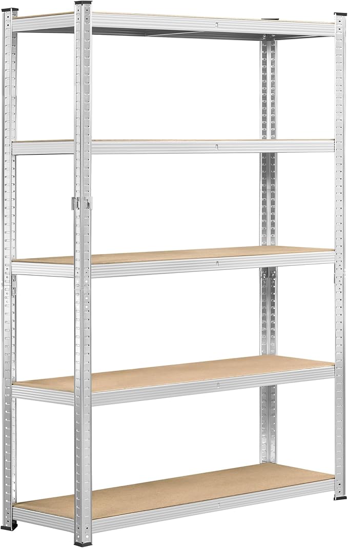 Yaheetech 5-Tier Heavy Duty Storage Shelves 35.5" W x 12" D x 71" H Silver | by Unknown