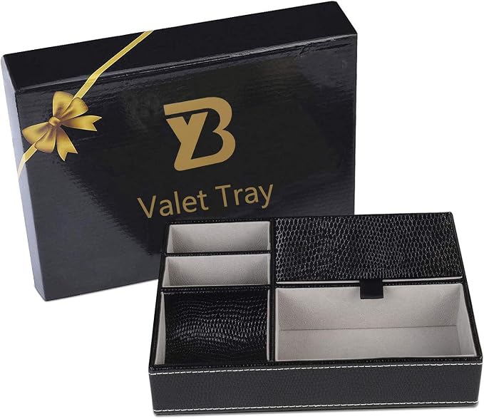Baoyun Men's Valet Tray, Faux Leather Valet Box, EDC Catch All Tray, Dresser - Image 7
