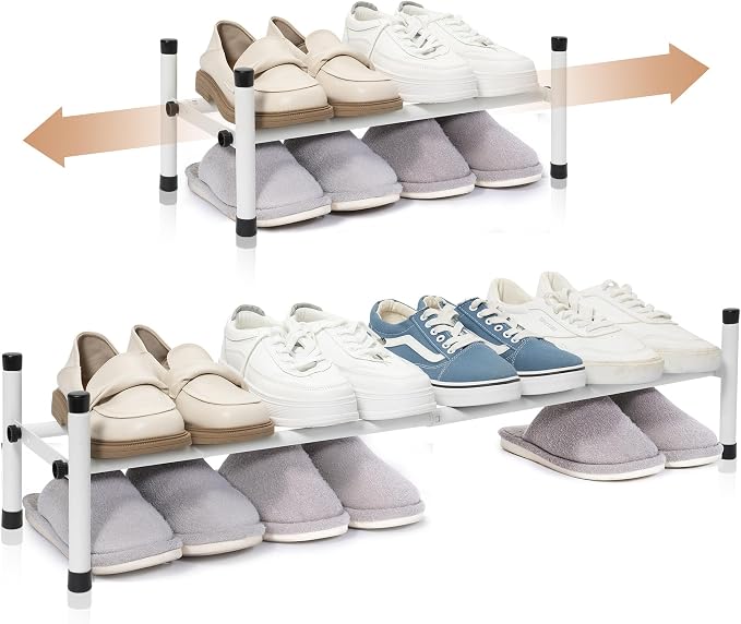 STORAGE MANIAC Expandable Shoe Rack, 4 Pairs Stackable Small Shoe Rack by STORAGEMANIAC