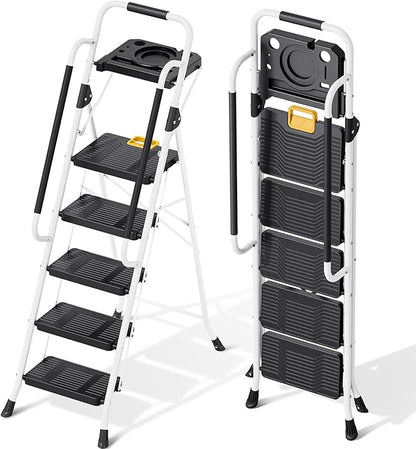 KINGRACK Folding 5-Step Ladder, 800 lbs Capacity Step Stool by KINGRACK
