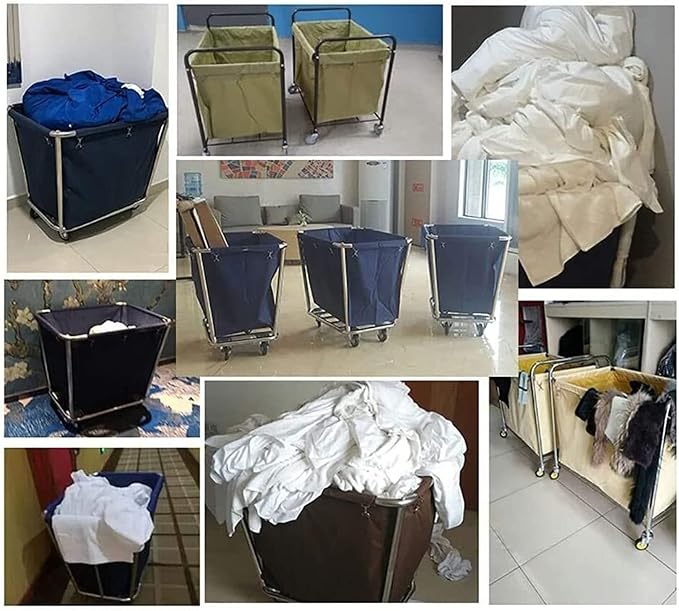 Laundry Cart Commercial, 10 Bushel Large Industrial Rolling Laundry Hamper - Image 4