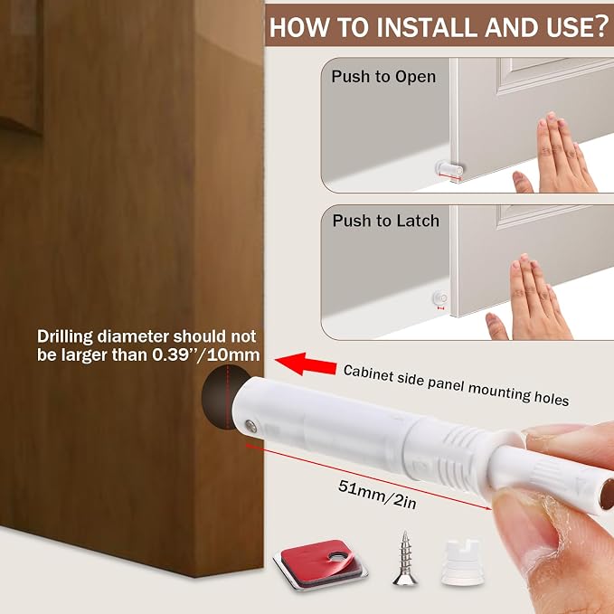 Lounsweer 50 Pack Magnetic Push Latches Handleless Push to Open Cabinet Drawer - Image 3