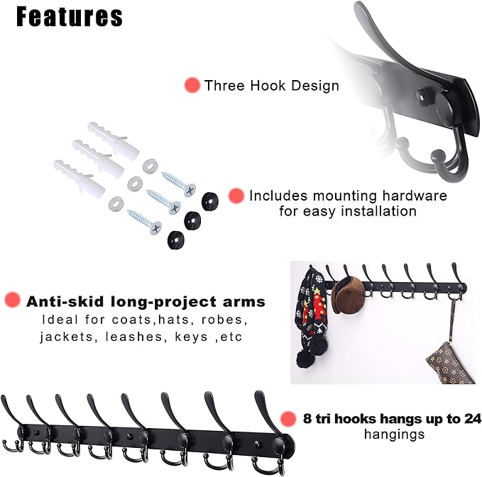 Dseap Coat Rack Wall Mount - Image 8