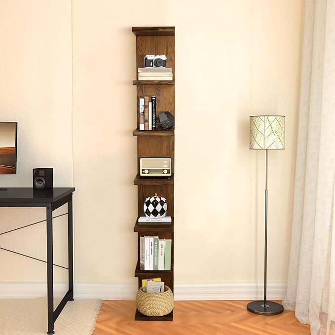LitaEther Wood Wall Shelf Units, 7 Tier Lack Floating Shelves, Rustic Bookshelf - Image 6