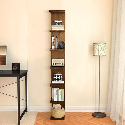 LitaEther Wood Wall Shelf Units, 7 Tier Lack Floating Shelves, Rustic Bookshelf - Image 6