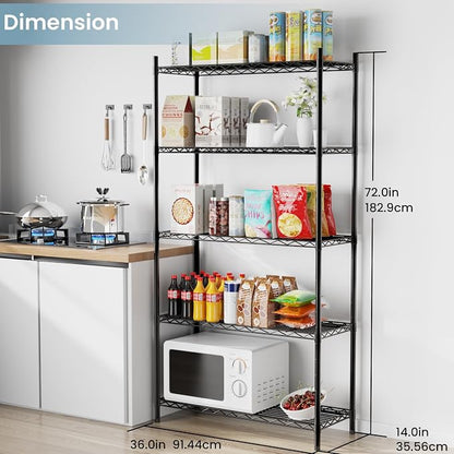Whitmor 5-Wire Shelving Unit, Metal Storage Shelves, Durable Heavy Duty Shelf - Image 3