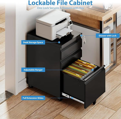 3 Drawer Mobile File Cabinet - Image 9