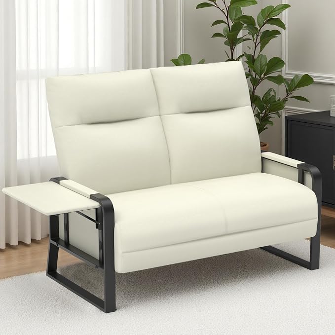 Faux Leather Loveseat, Upholstered Loveseat by Tbillionnext