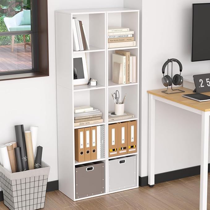 Cube Bookshelf, 5 Cube Storage Organizer, Freestanding 5 Tier Open Display Shelf - Image 7