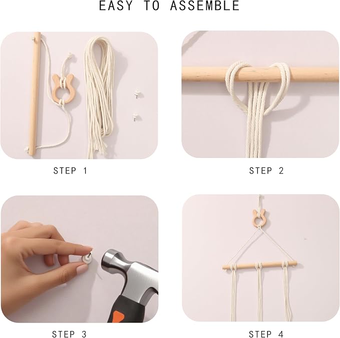 Macrame Hair Clips Organizer, Wall Hanging Hair Accessories Holder and Storage - Image 4