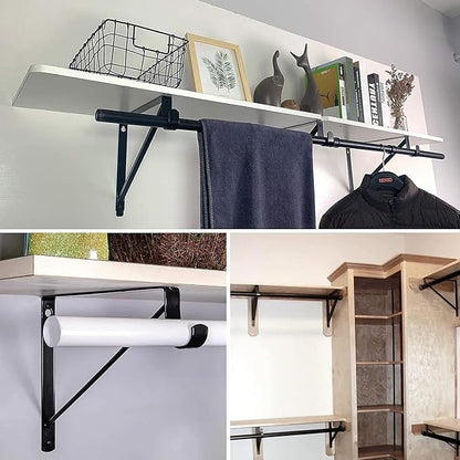 10PCS Heavy Duty Closet Rod Bracket, 11 x 11 Inch Closet Shelf Brackets - Image 6