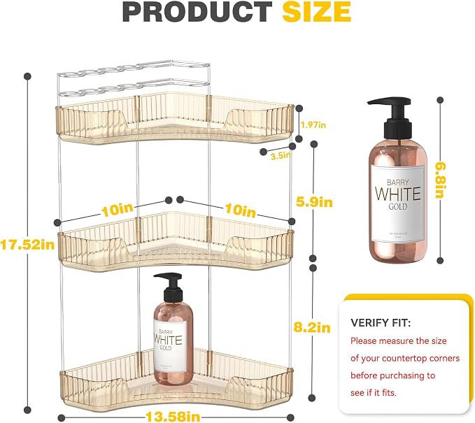 3-Tier Corner Bathroom Counter Organizer - Image 2