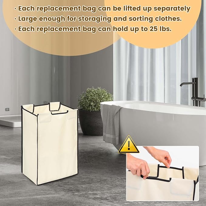 3 Pcs Laundry Sorter Replacement Bags Hamper Cart Removable Replacement Laundry - Image 5