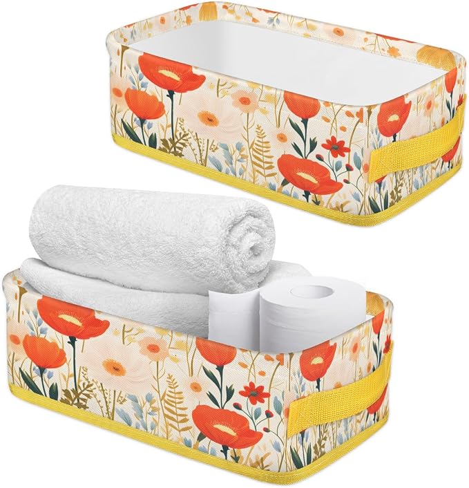 Spring Flowering Plants Bathroom Storage Basket, Foldable - Image 3