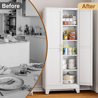 71" White Metal Storage Cabinet - Image 7