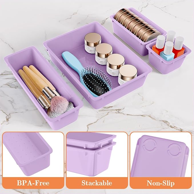 25 PCS Plastic Drawer Organizer Set, 4-Size Versatile Organizer Trays & storage - Image 3