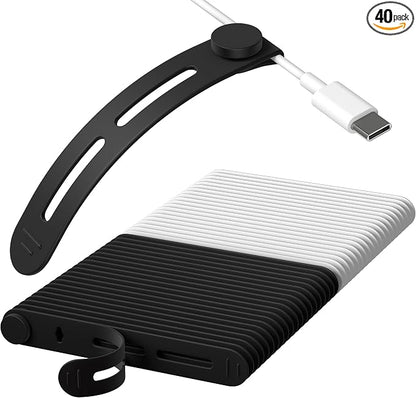 40Pcs Nearockle Reusable Cable Ties, Adjustable Silicone Cord Organizer Small by ELECTRONICSORGANIZATION