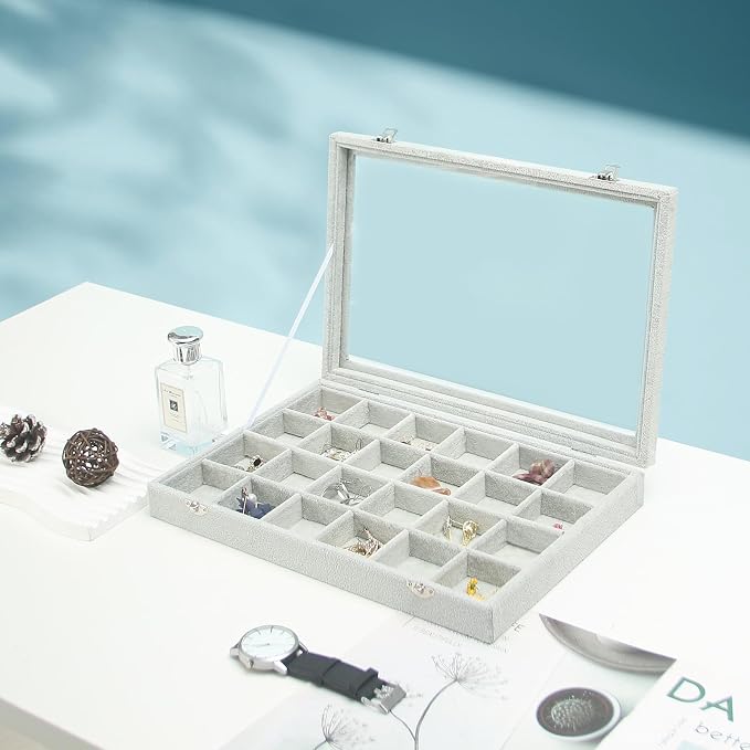 Coward Jewelry Organizer Tray Box, 24 Grids Ring Earring Chain Bracelet - Image 2