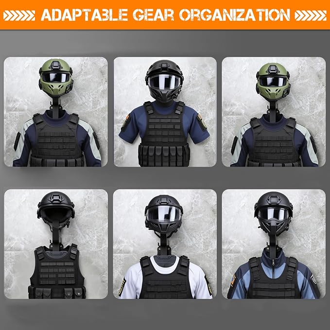 HLOGREE Motorcycle Helmet Holder Rack Wall Mount, Tactical Equipment, Metal - Image 3