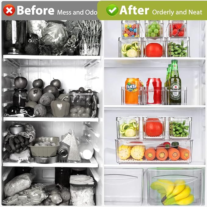 10 Pack Refrigerator Pantry Organizer Bins, Stackable Fridge Organizer Bins - Image 3