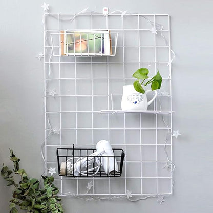 GBYAN Wire Wall Grid Basket Hanging Display Shelf White Metal Grid Panel - Image 5