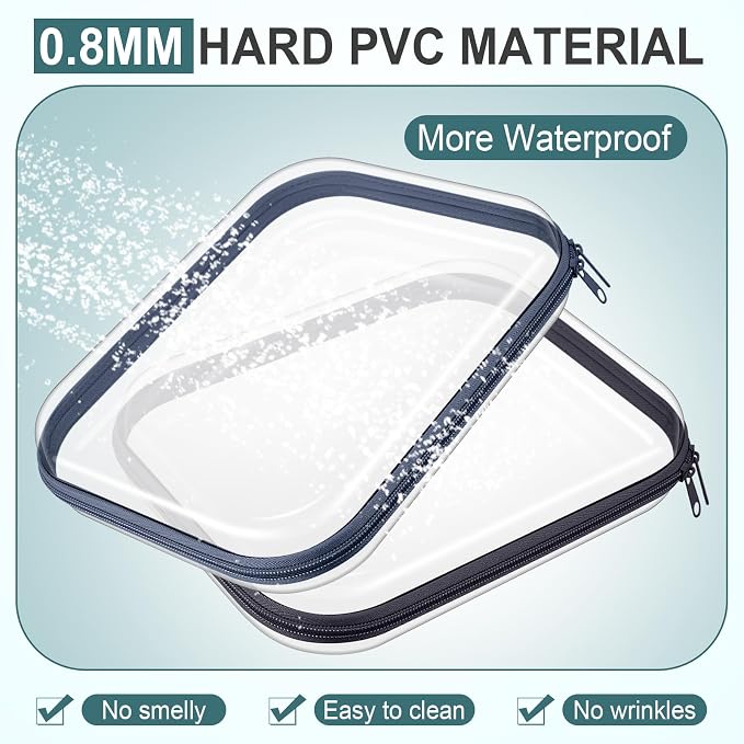 Sanwuta 6 Pcs Clear Hard Zipper Case Hard Plastic Zipper Pouches Transparent - Image 4