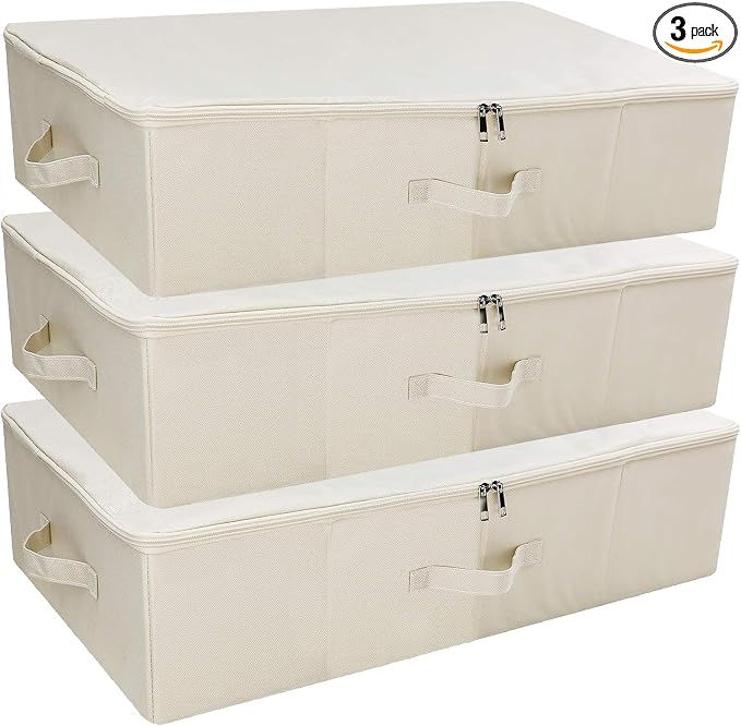 iwill CREATE PRO 3Pcs Collapsible Rigid Underbed Storage Bins, 27.5 * 15.7 * 7" by iwillCREATEPRO