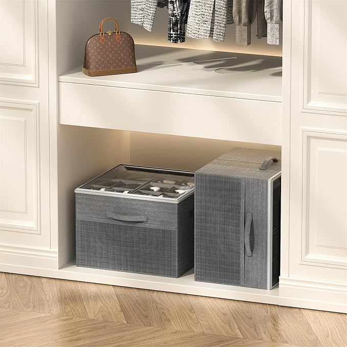 Aokeyee Shoe Organizer for Closet, 2 Pack Foldable Shoe Storage Organizer Box - Image 5
