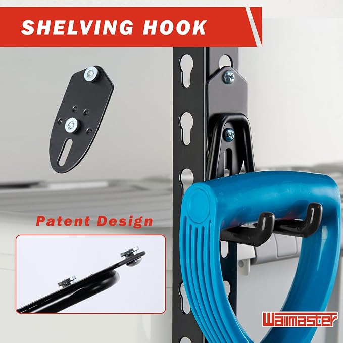 Wallmaster Garage Hooks Organizer Kit, 12 Pack Adjustable Heavy Duty Shelving - Image 3