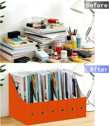 Limitliho 2 Pack Cardboard Magazine Storage Boxes, Vertical File Organizer Box - Image 4