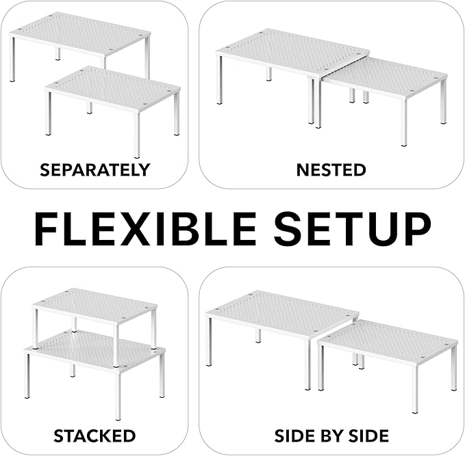 Simple Houseware Expandable Stackable Kitchen Counter Shelf Organizer, Metal Top - Image 6
